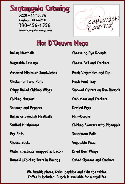 Hordouvre Menu
